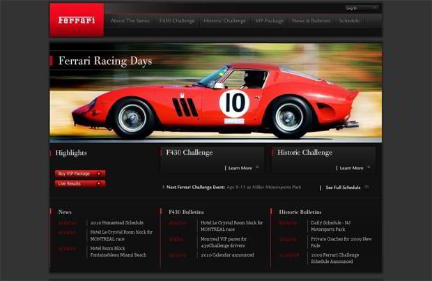 car website design - Ferrarichallenge