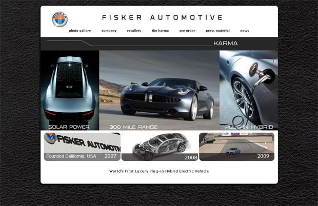 car webpage design - Fisker