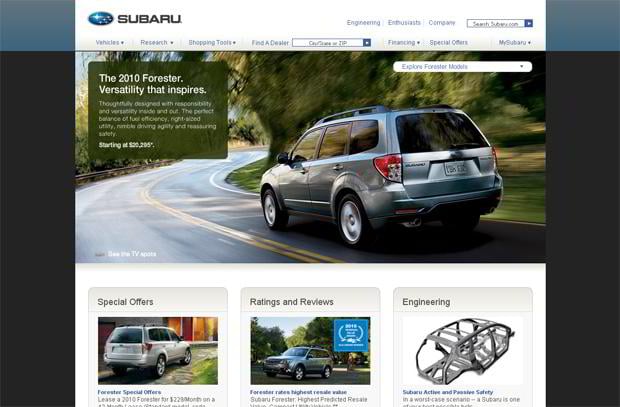 car web page design - Subaru