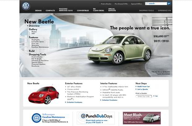 car web page design - VW