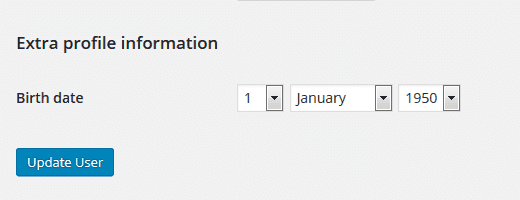 用户的出生日期元数据在WordPress管理面板