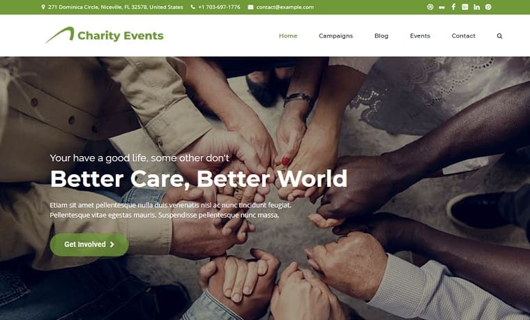 Charity Events - Modern Charity / Fundraising WordPress Theme.