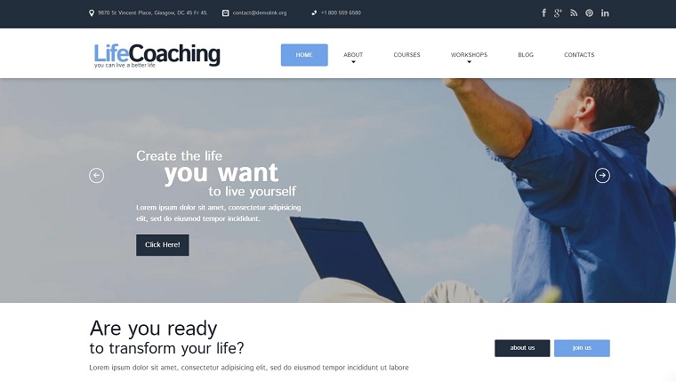 Life Coach Responsive WordPress Theme.