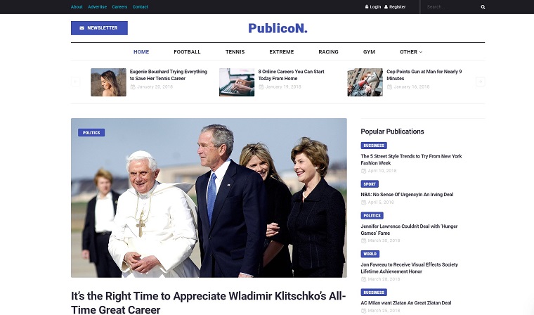 Publicon - News Portal Elementor WordPress Theme.