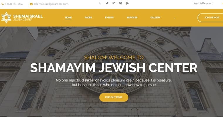 Shema Israel - Jewish Cultural and Religious Center WordPress Theme.
