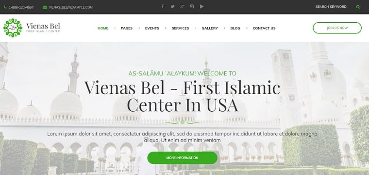 VienasBel - Islamic Religious & Cultural Center WordPress Theme.