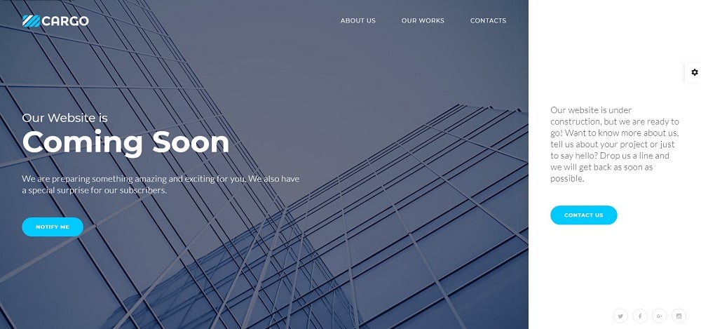 Cargo - Coming Soon HTML5 Specialty Page
