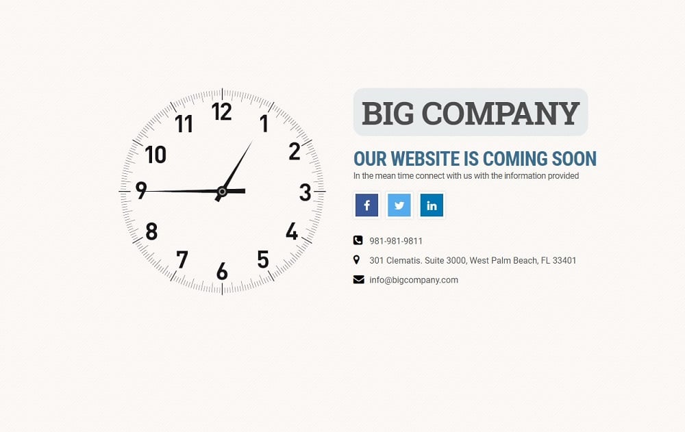 Free Coming Soon Template: Time’s a Wastin