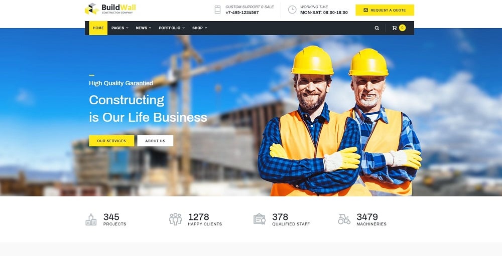 BuildWall - Construction Company Multipurpose Elementor WordPress Theme