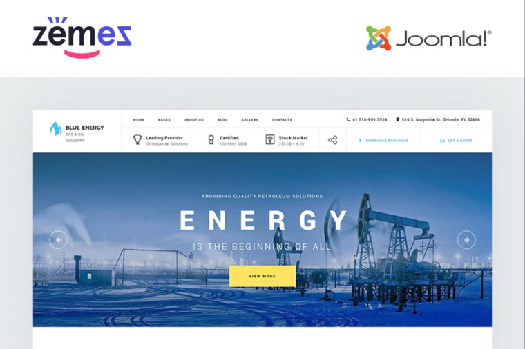 Blue Energy - Industrial Company Ready-To-Use Joomla Template.