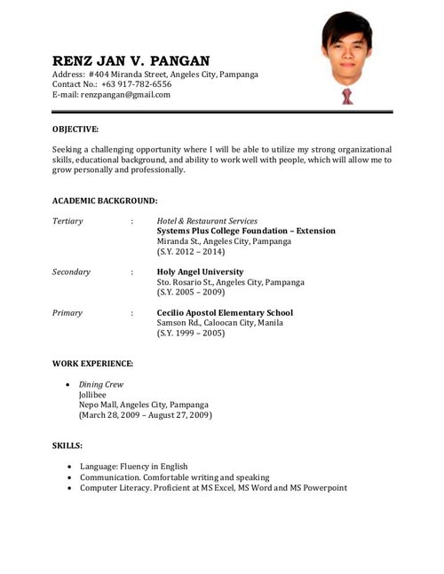 Resume vs. cover letter example 2.