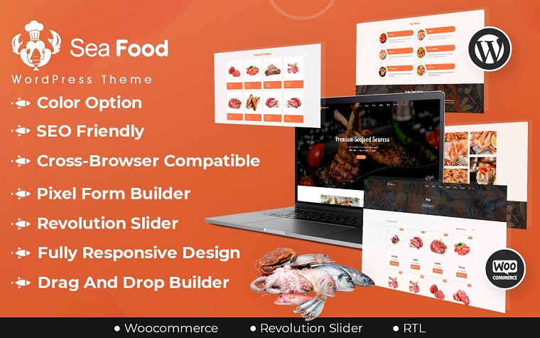 Seafood And Meat Store WordPress Theme.