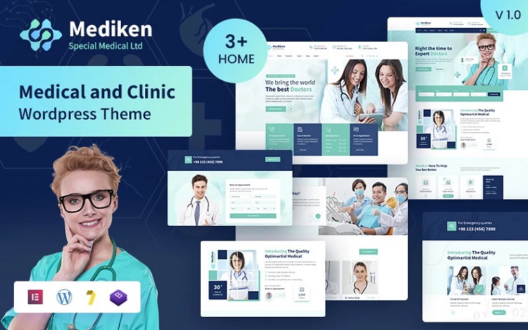 Mediken -医疗 & Clinic Service WordPress Theme.