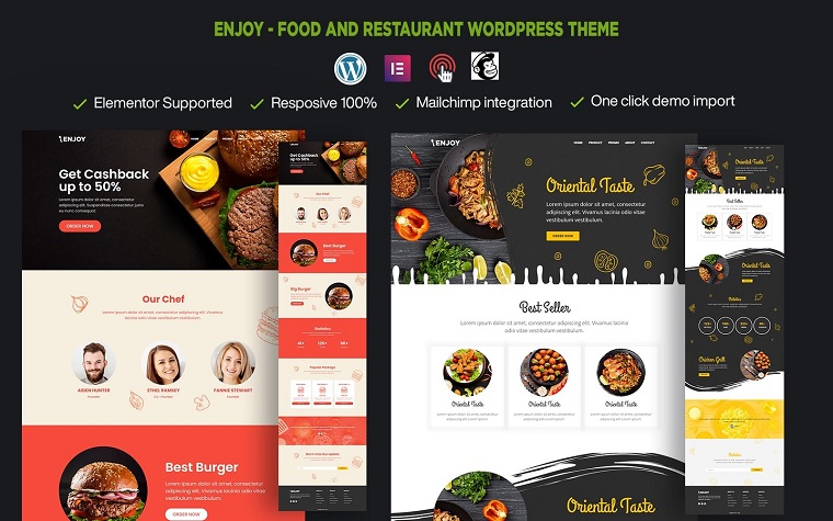Enjoy - Restaurant Landing Page WordPress Theme.