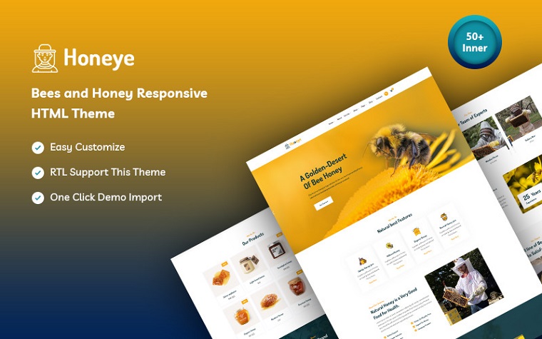 Honeye – Bees and Honey Responsive Website Template.