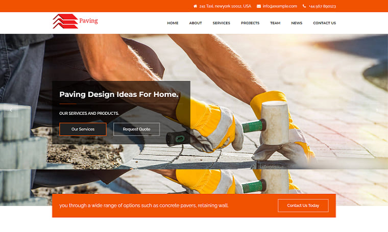 Paving - Construction Landing Page HTML Template.