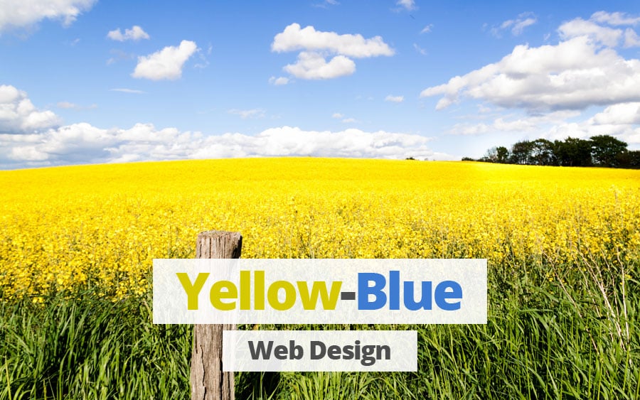 Gelb-Blaue Farben in Design von modernen Websites