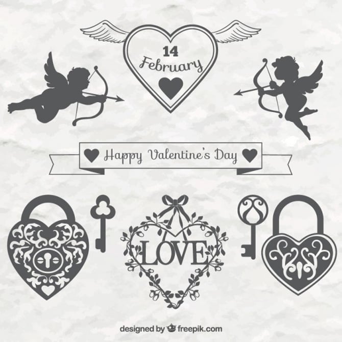 31Elegant-valentine-day-decorative-ornaments-Free-Vector-By-freepik