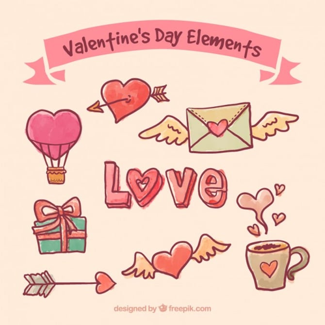 32Hand-drawn-valentines-day-elements-Free-Vector-By-freepik