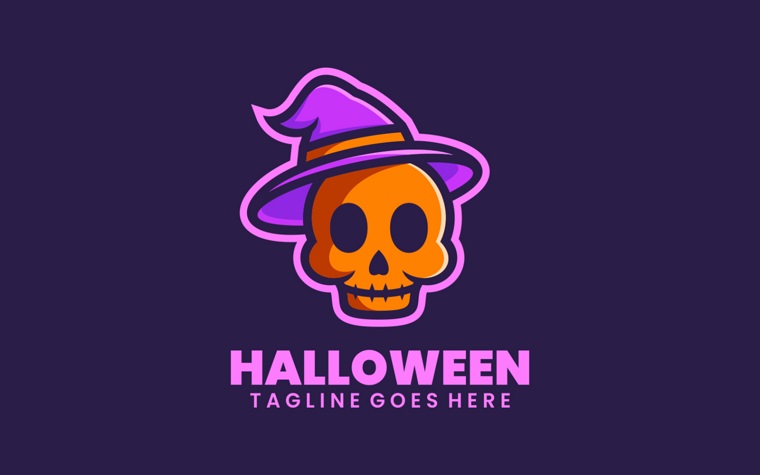 Logotipo de dibujos animados de la mascota de Halloween.
