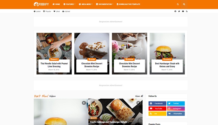 Foodify Blogger Template.