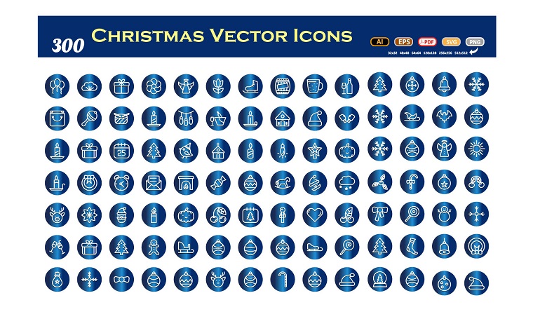 Conjunto de iconos de vector de Navidad.