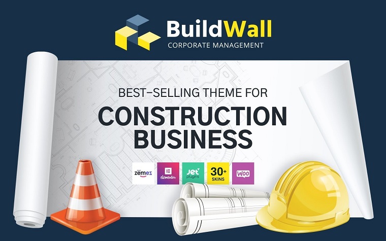 BuildWall - Tema de WordPress multipropósito para empresas de construcción.