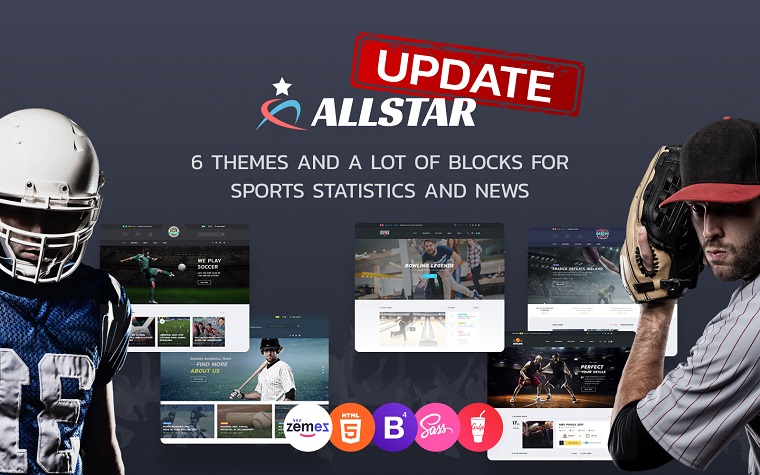 ALLSTAR - Plantilla de sitio web de Bootstrap 4 Sport multipropósito.