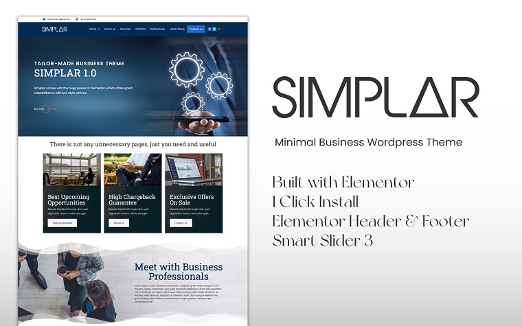 Simplar - Tema de WordPress empresarial minimalista.