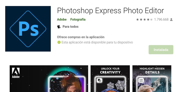 Adobe Photoshop Express.