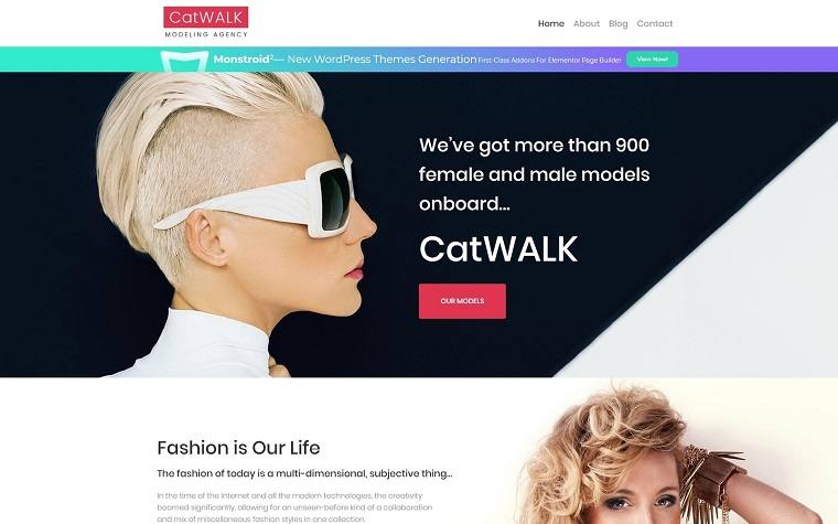 Catwalk - Tema de WordPress adaptable para agencias de modelos de moda.