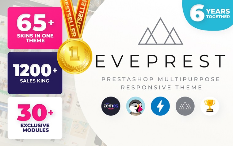 Eveprest - Tema de PrestaShop de plantilla de comercio electrónico multipropósito.