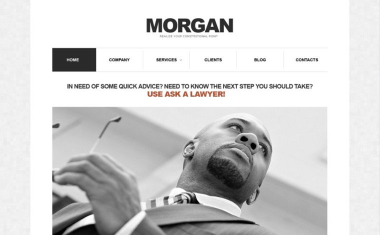 Morgan Tema gratuito de WordPress adaptable para abogados.