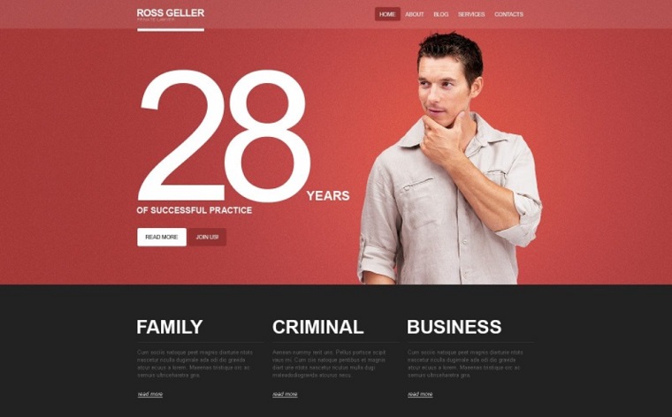 Ross Geller Tema de abogado y abogado gratuito para WordPress.