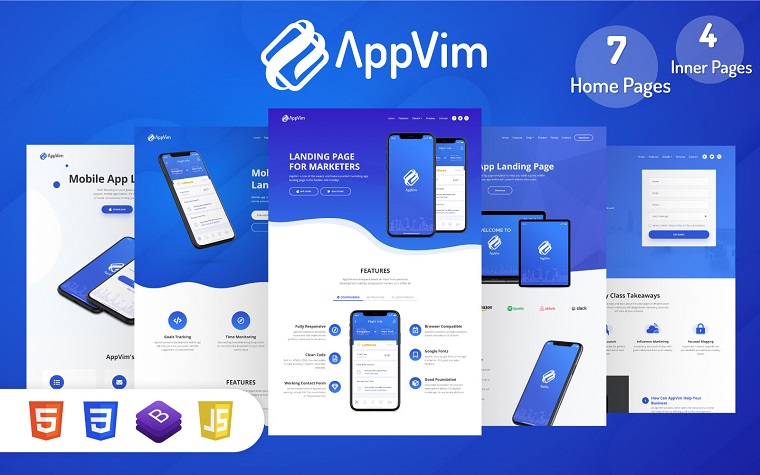 AppVim - Plantilla de página de destino de la aplicación.