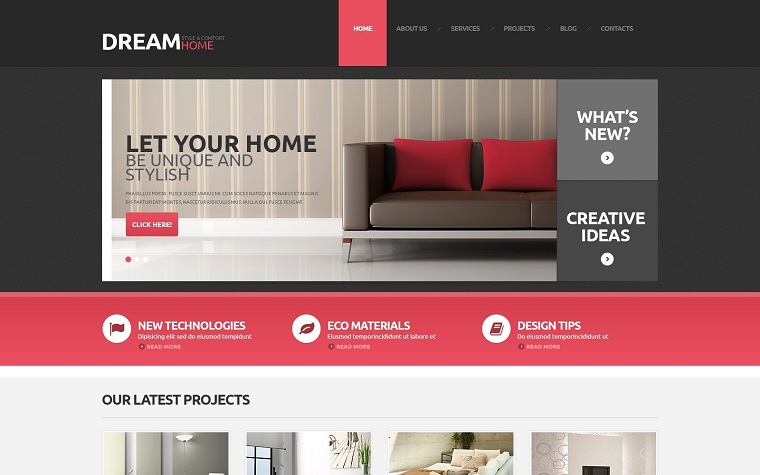 Dream home - tema wp gratuito per blog e imprese di design.