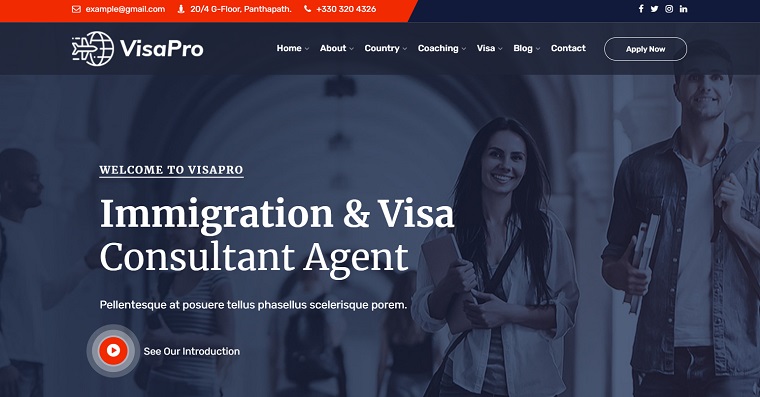 Visa pro - tema wordpress per agenzie di immigrazione e visti.