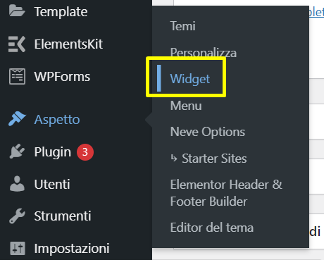 36 - aggiungere widget su wordpress.