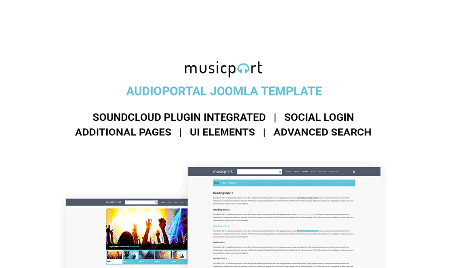 Musicport - szablon Joomla na temat Muzyka