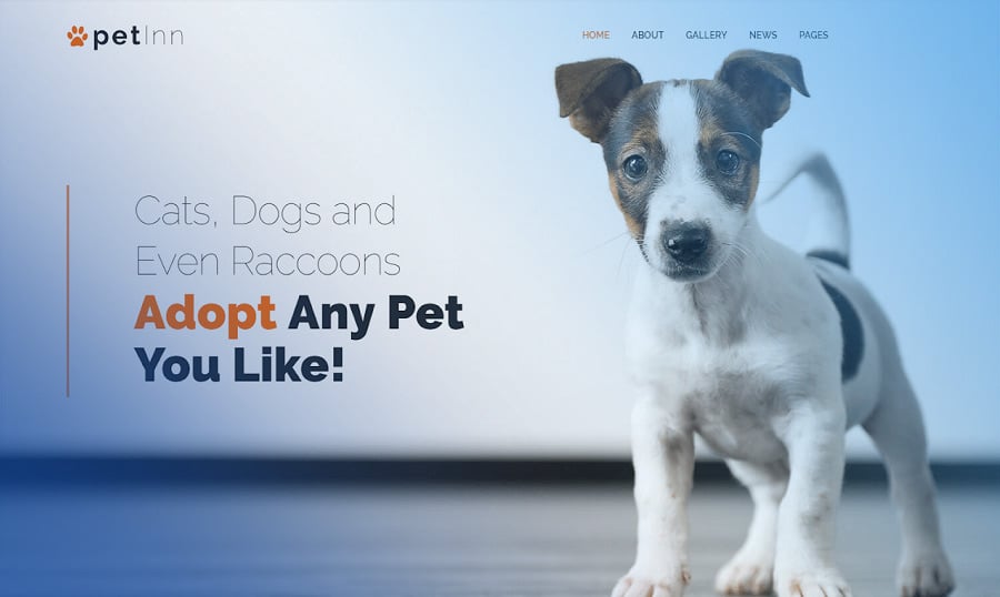 Darmowy motyw WordPress PetInn dla strony schroniska dla zwierząt