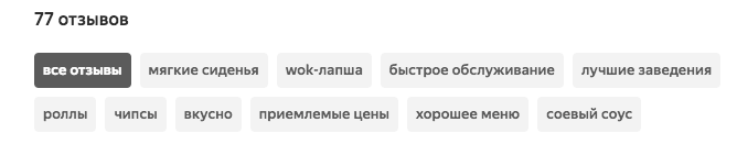Выдача Яндекса по всем тегам отзывов. 