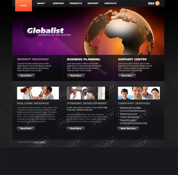 web design with globe image - Globalist