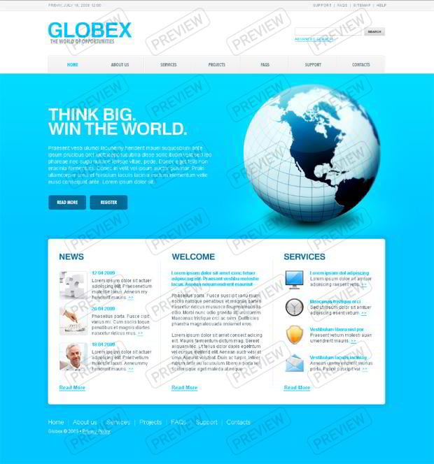 web template globe design - Globex.
