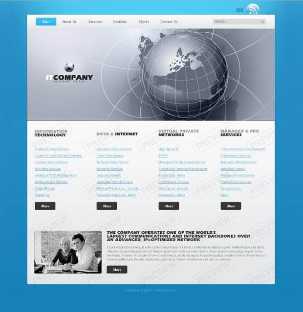 web template with globe graphics - ITCompany