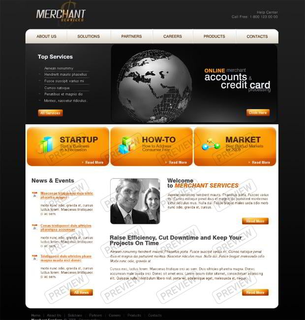 web template with globe graphics - Merchant