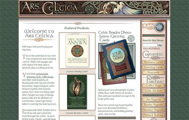 Web design with Celtic ornaments - Ars Celtica