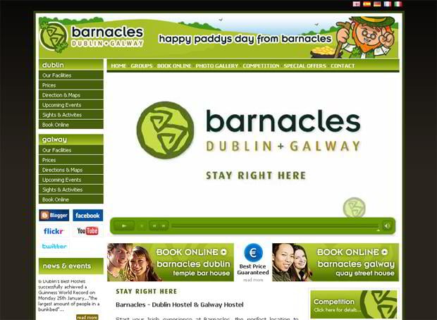Website design with Celtic ornaments - Barnacles.ie