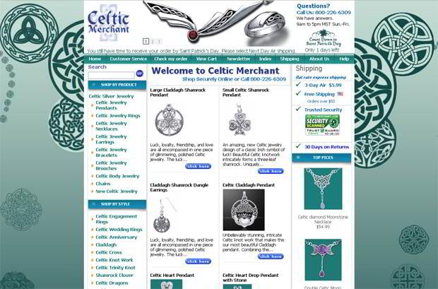Web design with Celtic patterns - Elticmerchant.com