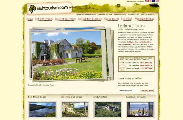 Web page design with Celtic motifs - Irishtourism.com
