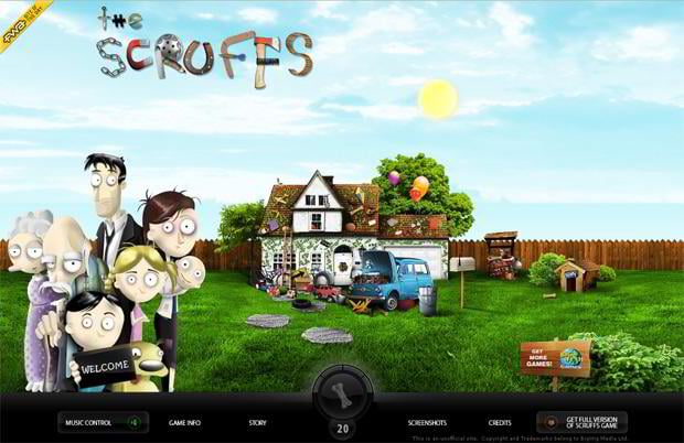 flash website design with green motifs - Scruffs-game.com